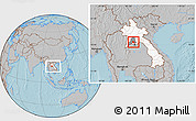 Gray Location Map of Pholhong, highlighted country, highlighted parent region, within the entire country, hill shading