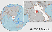 Gray Location Map of Pholhong, highlighted country, highlighted parent region, hill shading