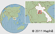 Savanna Style Location Map of Pholhong, highlighted country, highlighted parent region, hill shading