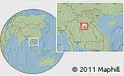 Savanna Style Location Map of Pholhong, highlighted parent region, within the entire country, hill shading