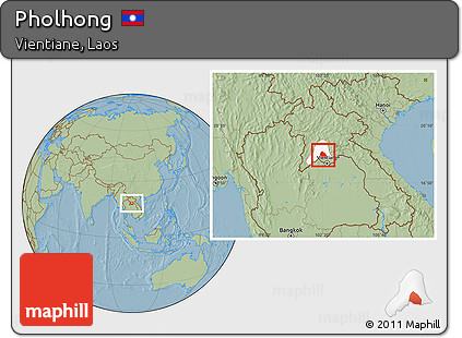 Savanna Style Location Map of Pholhong, highlighted parent region, hill shading