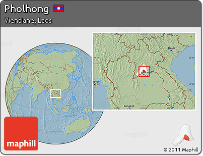 Savanna Style Location Map of Pholhong, highlighted parent region, hill shading