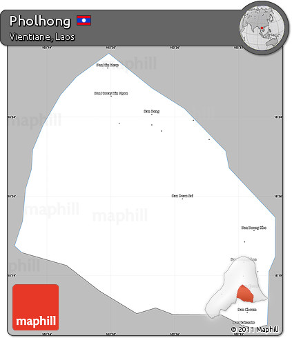 Gray Simple Map of Pholhong, single color outside