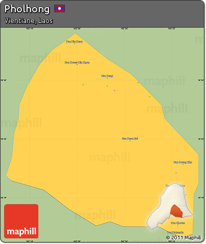 Savanna Style Simple Map of Pholhong, single color outside