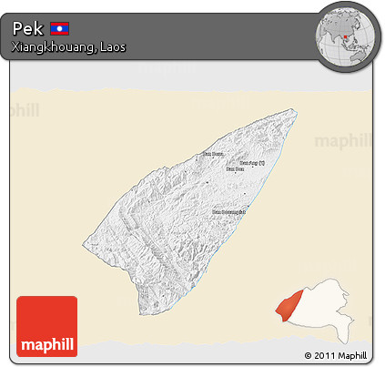 Classic Style 3D Map of Pek, single color outside