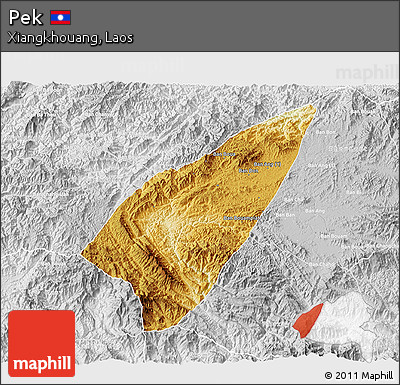 Physical 3D Map of Pek, lighten, desaturated