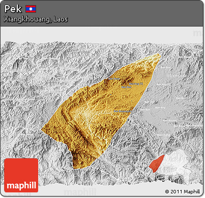 Physical 3D Map of Pek, lighten, desaturated