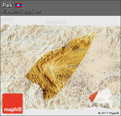 Physical 3D Map of Pek, lighten