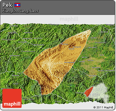 Physical 3D Map of Pek, satellite outside