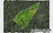 Satellite 3D Map of Pek, darken, semi-desaturated