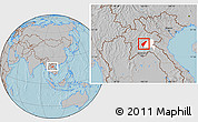 Gray Location Map of Pek, highlighted parent region, hill shading