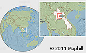 Savanna Style Location Map of Pek, highlighted country, highlighted parent region, within the entire country, hill shading