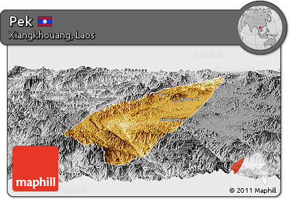 Physical Panoramic Map of Pek, desaturated