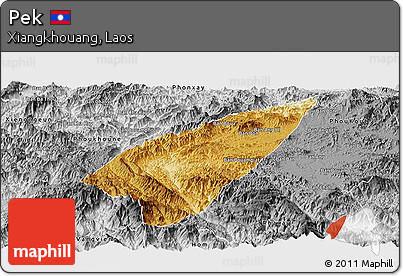 Physical Panoramic Map of Pek, desaturated