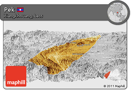Physical Panoramic Map of Pek, lighten, desaturated
