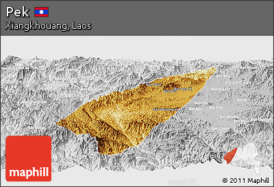 Physical Panoramic Map of Pek, lighten, desaturated