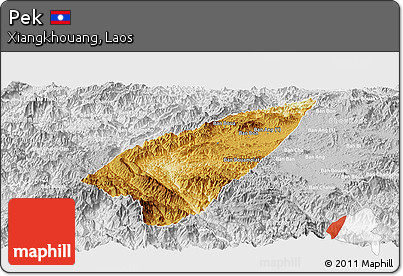 Physical Panoramic Map of Pek, lighten, desaturated