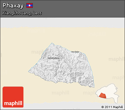 Classic Style 3D Map of Phaxay, single color outside