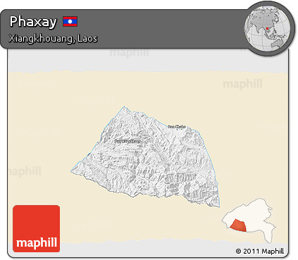 Classic Style 3D Map of Phaxay, single color outside