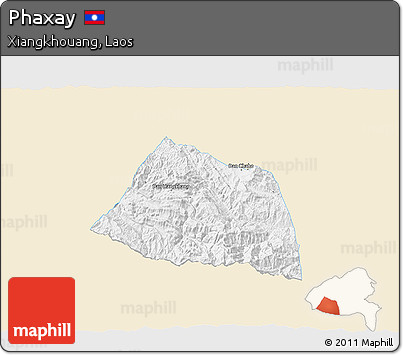 Classic Style 3D Map of Phaxay, single color outside