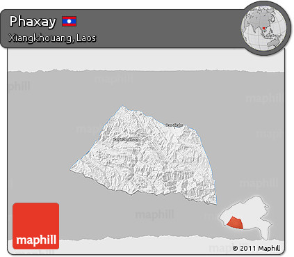 Gray 3D Map of Phaxay, single color outside