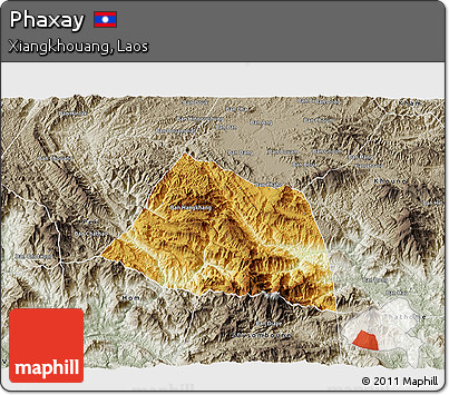 Physical 3D Map of Phaxay, semi-desaturated