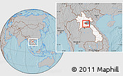 Gray Location Map of Phaxay, highlighted country, highlighted parent region, within the entire country, hill shading