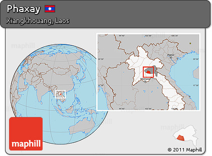 Gray Location Map of Phaxay, highlighted country, highlighted parent region
