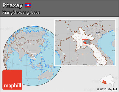 Gray Location Map of Phaxay, highlighted country, highlighted parent region