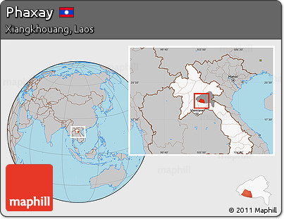 Gray Location Map of Phaxay, highlighted country, highlighted parent region
