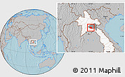 Gray Location Map of Phaxay, highlighted country, highlighted parent region, hill shading