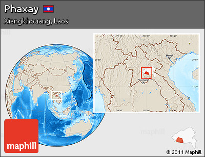 Shaded Relief Location Map of Phaxay, highlighted parent region