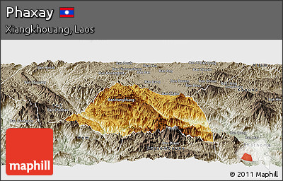 Physical Panoramic Map of Phaxay, semi-desaturated