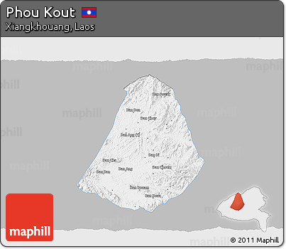 Gray 3D Map of Phou Kout, single color outside