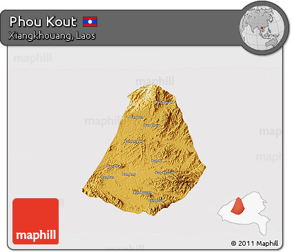 Physical 3D Map of Phou Kout, cropped outside