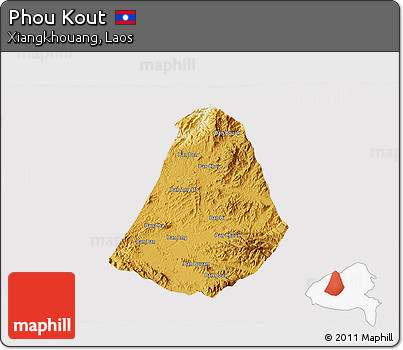 Physical 3D Map of Phou Kout, cropped outside