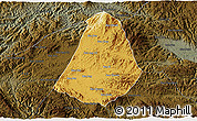 Physical 3D Map of Phou Kout, darken
