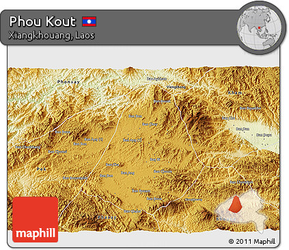 Physical 3D Map of Phou Kout
