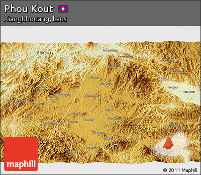 Physical 3D Map of Phou Kout