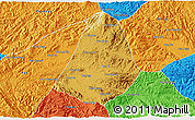 Physical 3D Map of Phou Kout, political outside