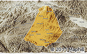 Physical 3D Map of Phou Kout, semi-desaturated