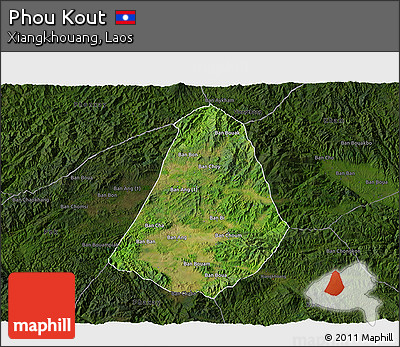 Satellite 3D Map of Phou Kout, darken