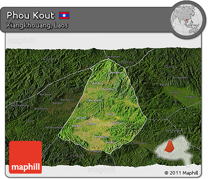 Satellite 3D Map of Phou Kout, darken