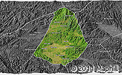 Satellite 3D Map of Phou Kout, desaturated