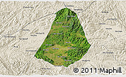 Satellite 3D Map of Phou Kout, shaded relief outside