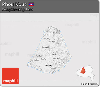 Silver Style 3D Map of Phou Kout, single color outside