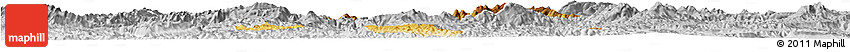 Physical Horizon Map of Phou Kout, lighten, desaturated