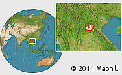 Satellite Location Map of Phou Kout, highlighted parent region