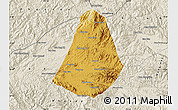 Physical Map of Phou Kout, shaded relief outside