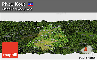 Satellite Panoramic Map of Phou Kout, darken